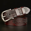 2025 Men's Cowhide Vintage Carved Belt