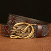Men's Cowhide Vintage Carved Crocodile Belt