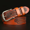 2025 Men's Cowhide Vintage Carved Belt