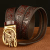 Men's Cowhide Vintage Carved Crocodile Belt