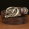 Men's Cowhide Vintage Carved Crocodile Belt