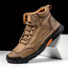 Men's Comfortable Handmade Leather Boots – Waterproof, Arch Support, Pressure Relief, Spacious Toe Box Outdoor Leather Shoes
