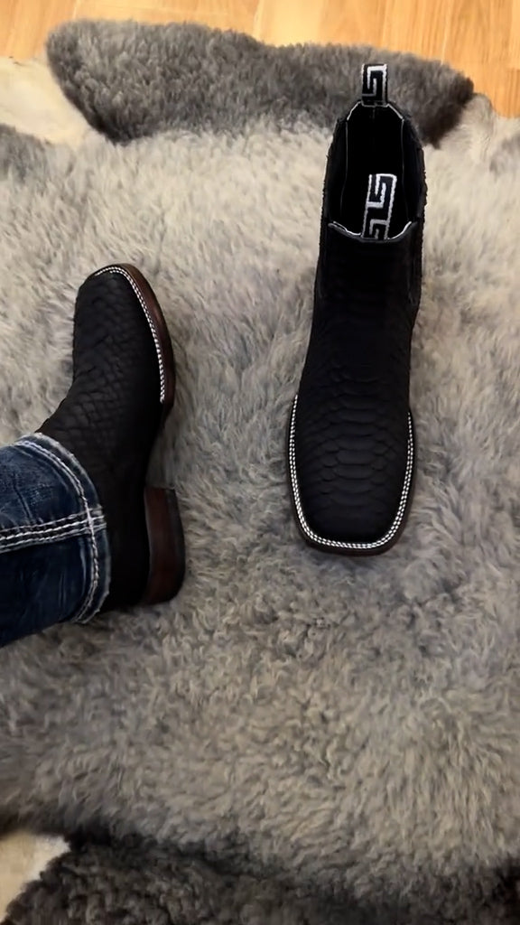 2025 Black Snake Pattern Ankle Boots