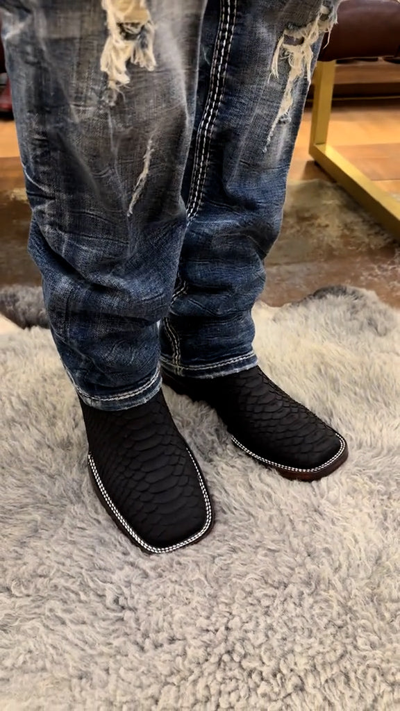 2025 Black Snake Pattern Ankle Boots