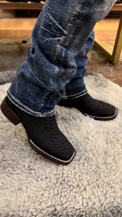 2025 Black Snake Pattern Ankle Boots