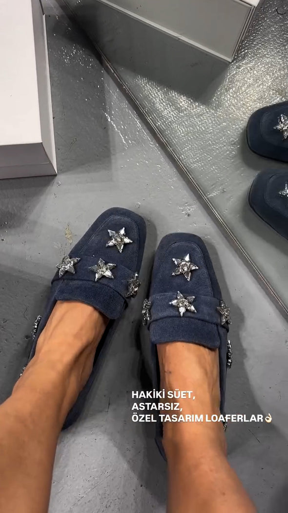 Women's Suede Crystal Stone Accent Shoes