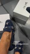 Women's Suede Crystal Stone Accent Shoes