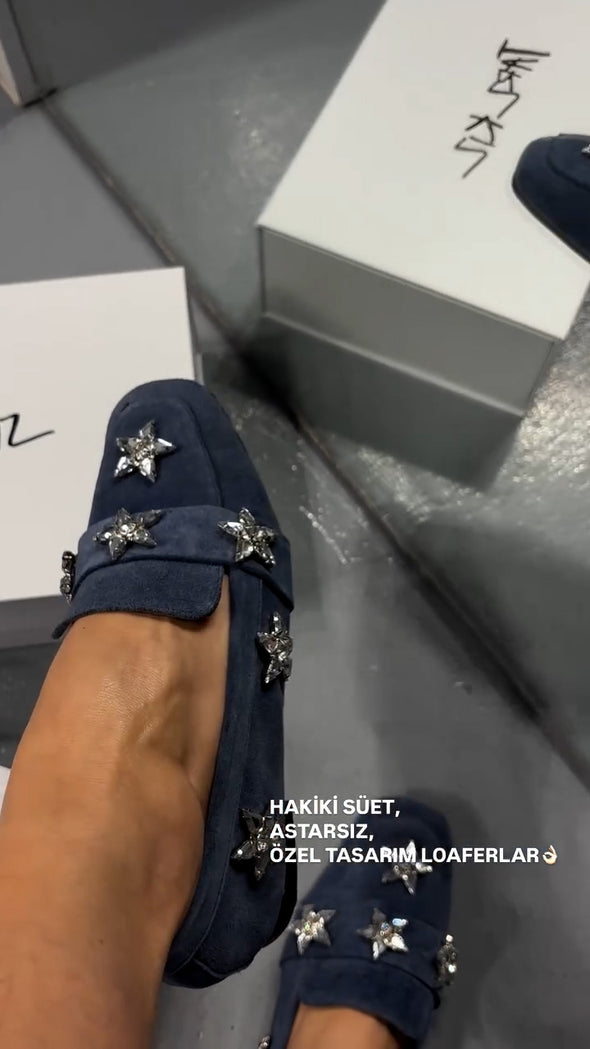 Women's Suede Crystal Stone Accent Shoes