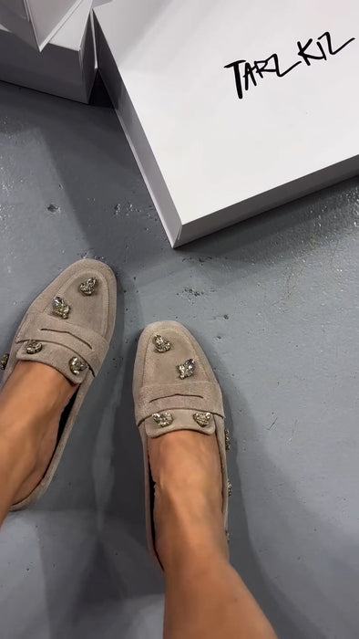 Women's Suede Crystal Stone Accent Shoes