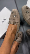 Women's Suede Crystal Stone Accent Shoes