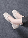 Women's thick heel woven leather shoes