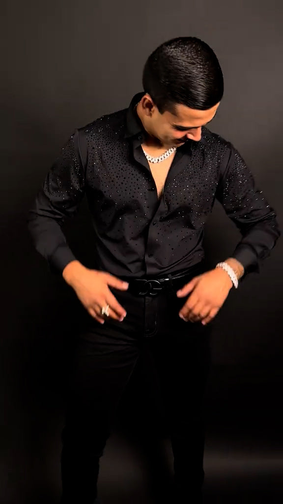 Diamond Rhinestone Shirt/Black