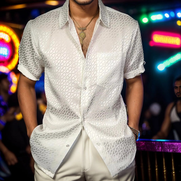 High Quality Shiny Ice Silk Short Sleeve Shirt