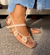 Pearl flower flat shoes