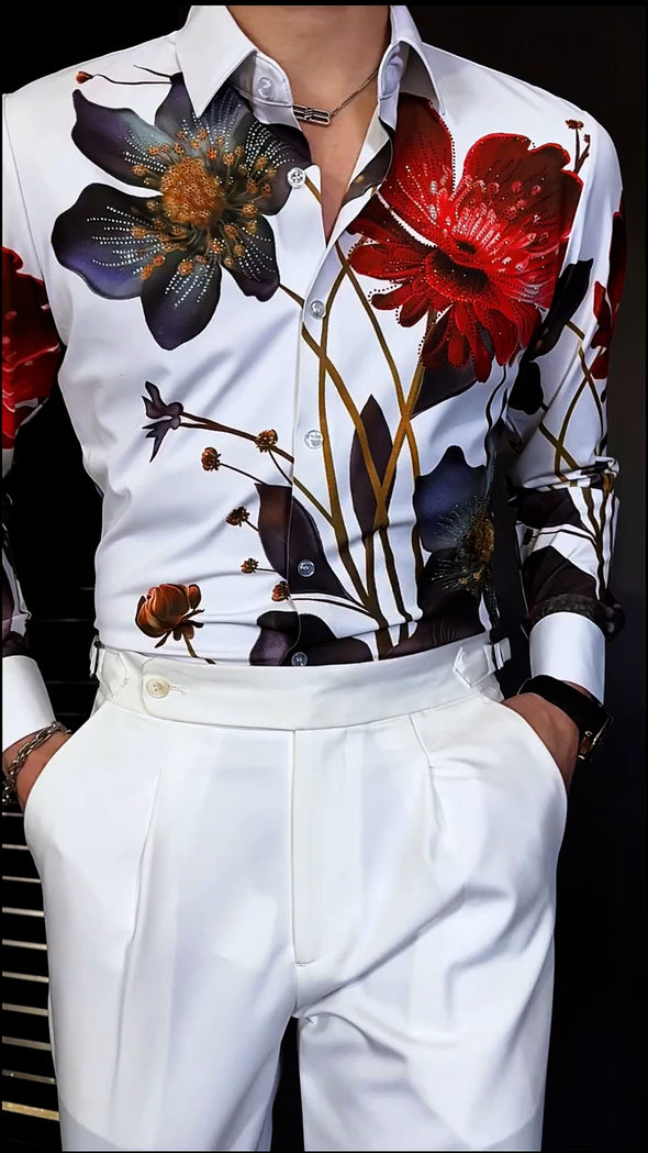 Sparkling Flower Rhinestone Party Shirt