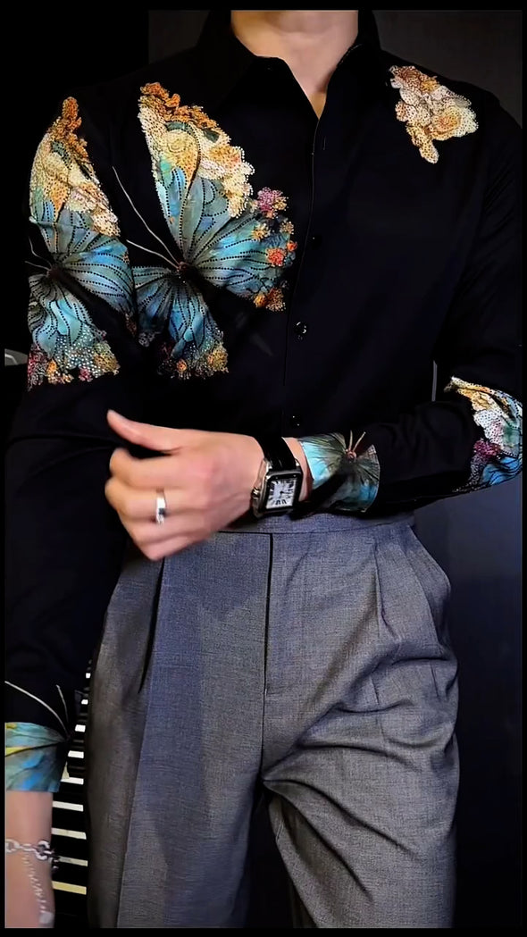 Shiny Fashion Butterfly Party Shirt