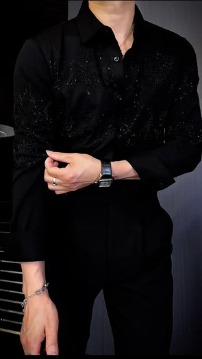 Men's light luxury star rhinestone shirt