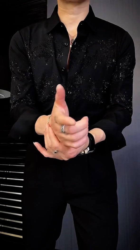 Men's light luxury star rhinestone shirt