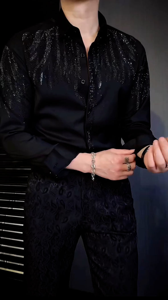 Men's Light Luxury Shiny Rhinestone Shirt