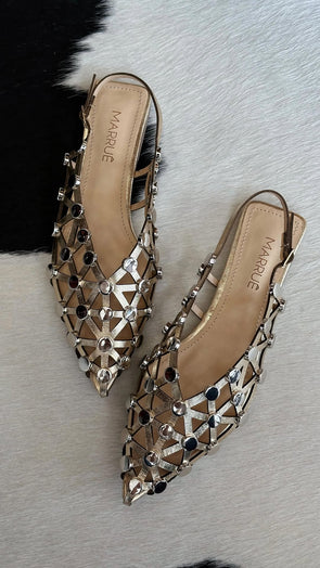 Summer Shiny Gold Slingbacks