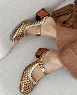 Hand-woven leather slippers