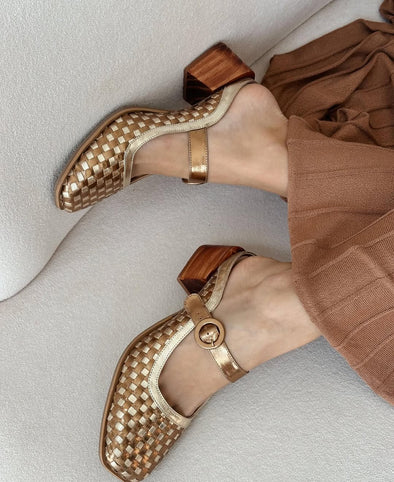Hand-woven leather slippers