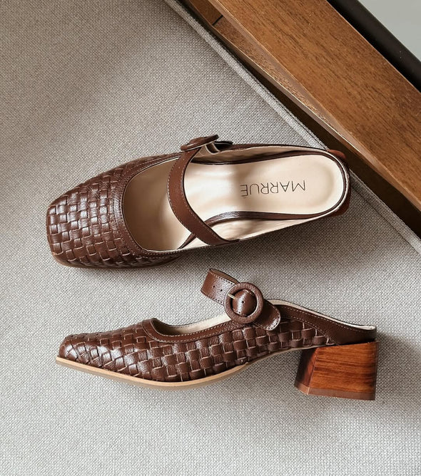 Hand-woven leather slippers