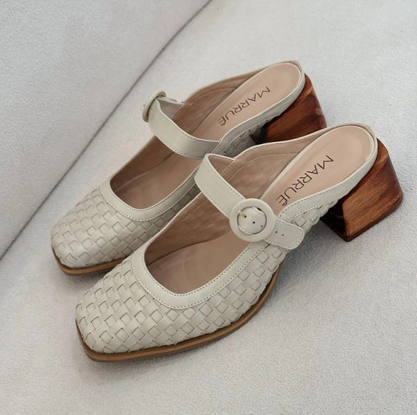 Hand-woven leather slippers