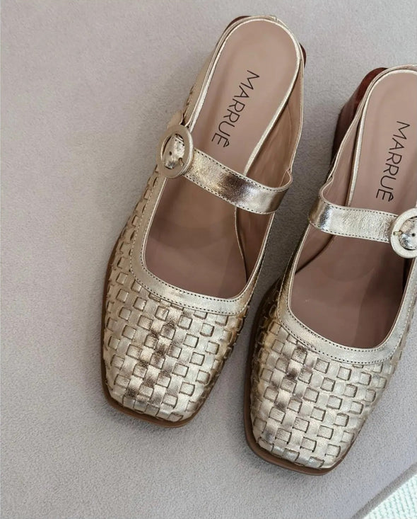 Hand-woven leather slippers