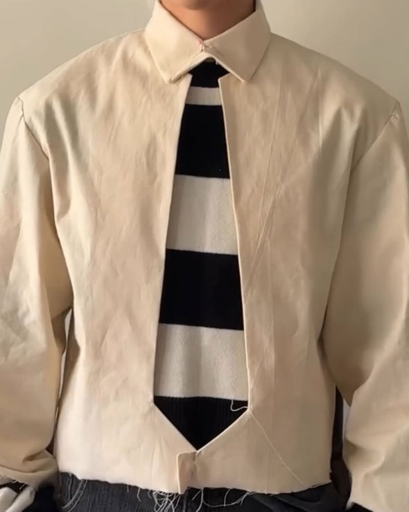 Men's necktie cutout jacket