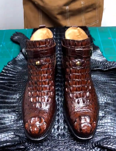 Men's original luxury crocodile leather boots