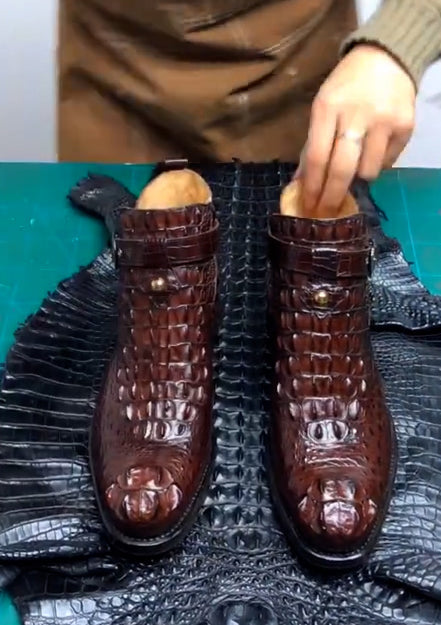 Men's original luxury crocodile leather boots