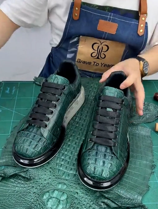 Men's high-quality crocodile leather casual shoes