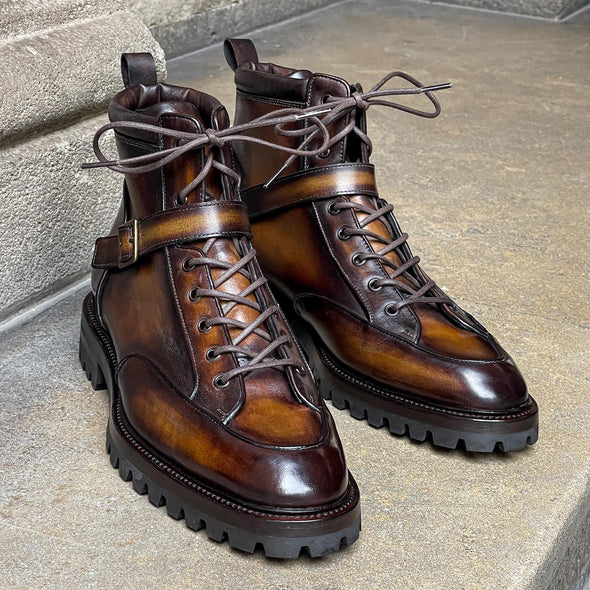 Tobacco luxury leather casual boots