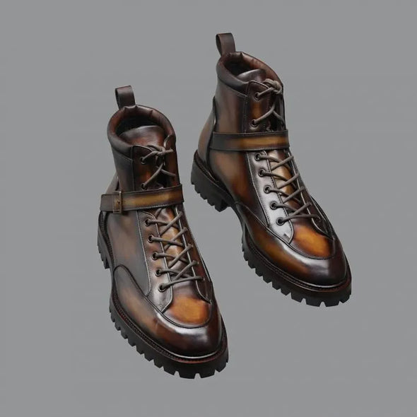 Tobacco luxury leather casual boots