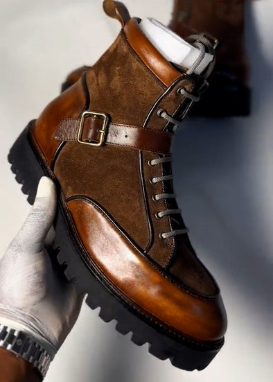 Tobacco luxury leather casual boots