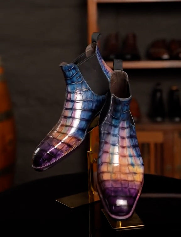 Colorful luxury leather casual boots