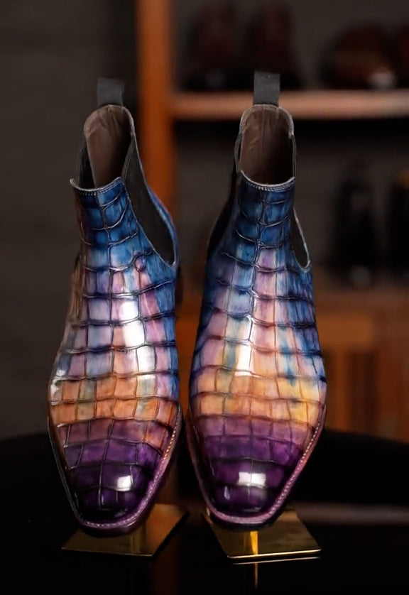 Colorful luxury leather casual boots