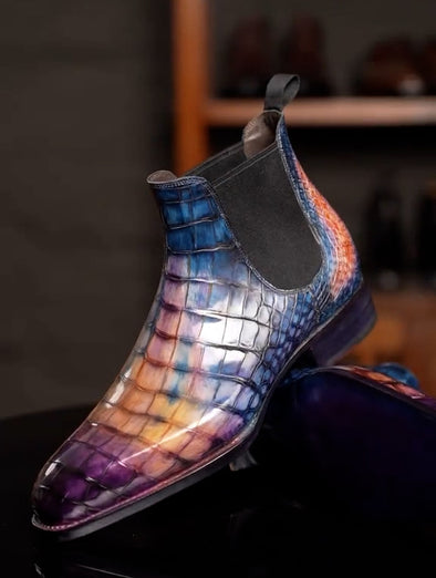 Colorful luxury leather casual boots