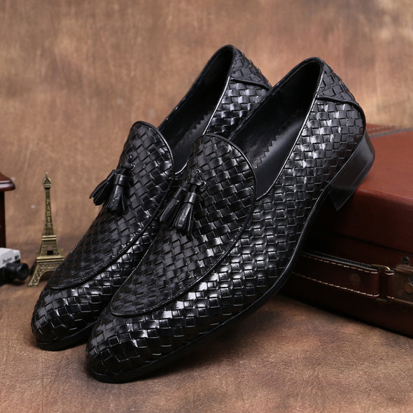Italian hand-woven leather loafers