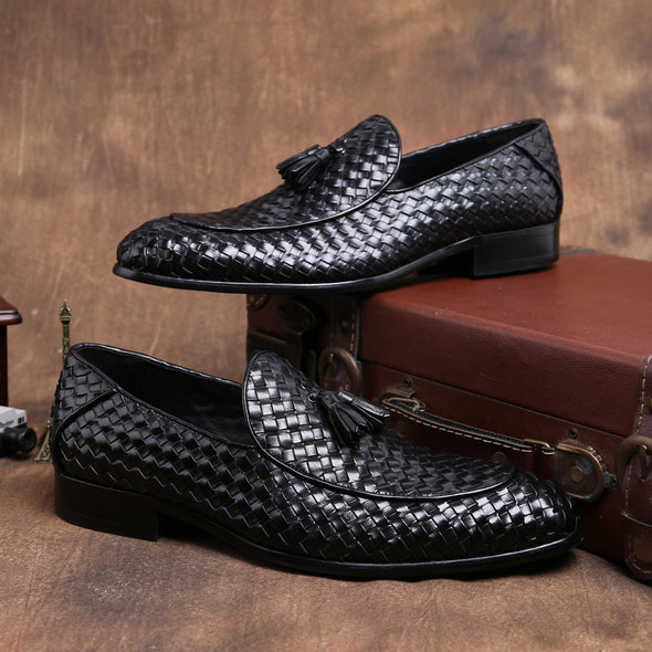 Italian hand-woven leather loafers