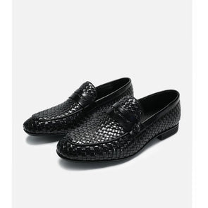 Italian genuine leather breathable woven casual shoes