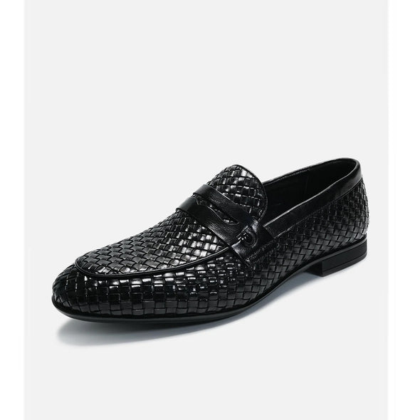 Italian genuine leather breathable woven casual shoes