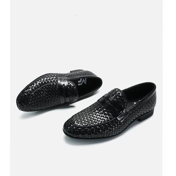 Italian genuine leather breathable woven casual shoes