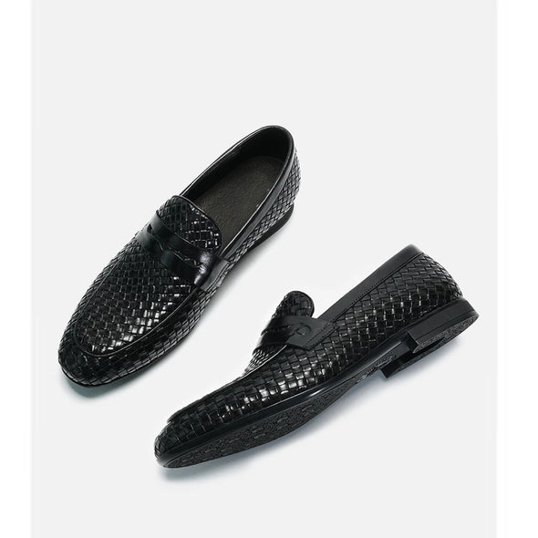 Italian genuine leather breathable woven casual shoes