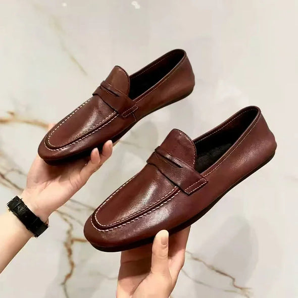 Soft cowhide business retro loafers