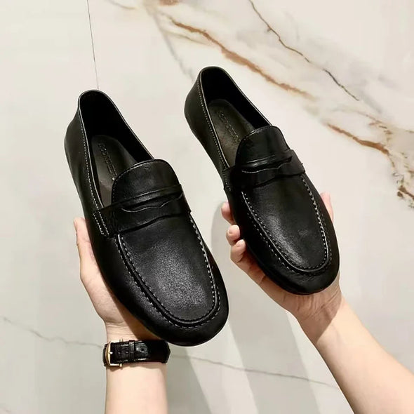 Soft cowhide business retro loafers