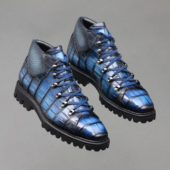 Italian handmade crocodile leather boots