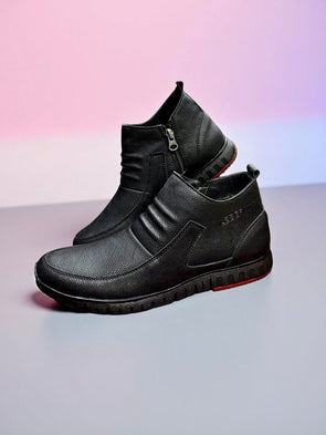 Men's leather zip-up boots