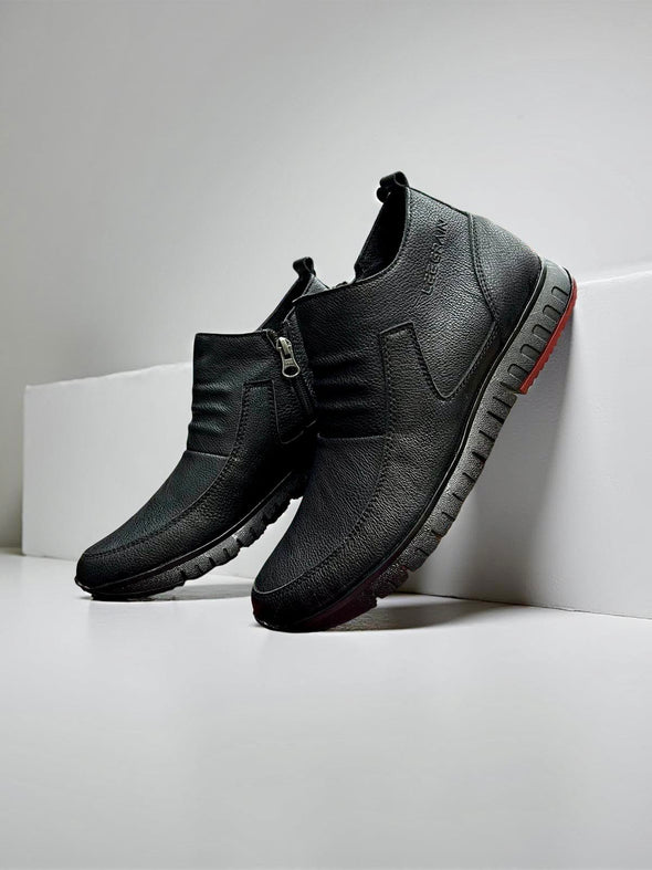 Men's leather zip-up boots